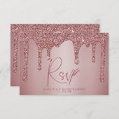 Chic Rose Gold Glitzer Sparkle Quinceñera RSVP Karte (Vorne/Hinten)