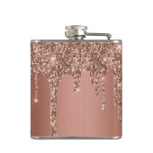 Chic Rose Gold Glitzer Sparkle Tropfen Monogram 6 Flachmann (Rückseite)