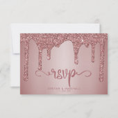 Chic Rose Gold Glitzer Sparkle Wedding RSVP Karte (Vorderseite)