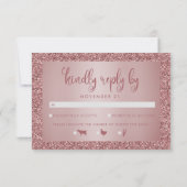 Chic Rose Gold Glitzer Sparkle Wedding RSVP Karte (Rückseite)