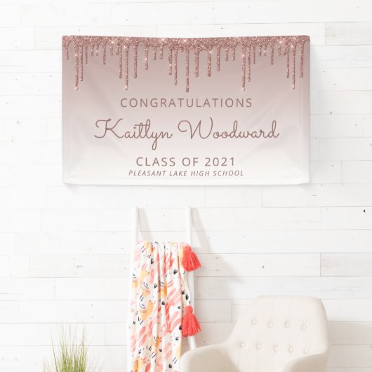 Chic Rose Gold Glitzer Tropfen Abschluss Banner (Insitu)