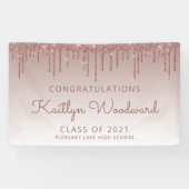 Chic Rose Gold Glitzer Tropfen Abschluss Banner (Horizontal)