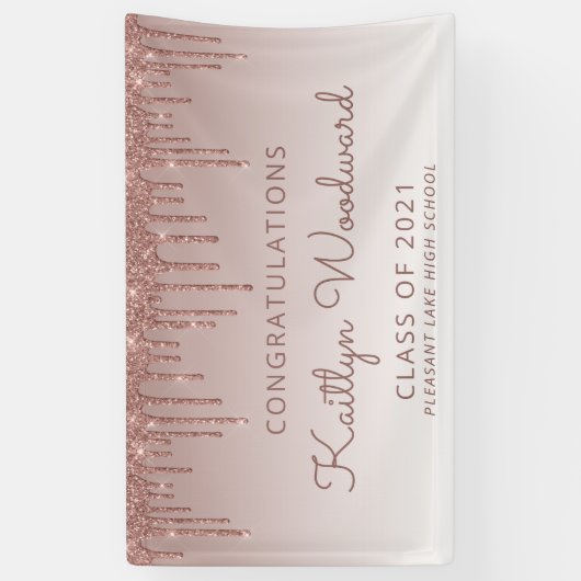 Chic Rose Gold Glitzer Tropfen Abschluss Banner (Vertikal)