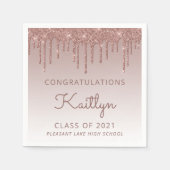 Chic Rose Gold Glitzer Tropfen Abschluss Serviette (Vorderseite)