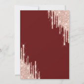 Chic Rose Gold Glitzer Tropfen Burgundy Baby Showe Einladung (Rückseite)