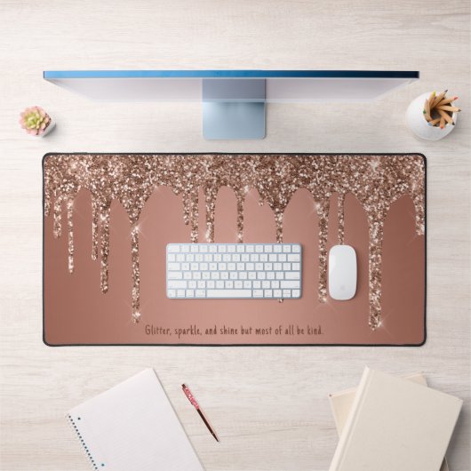 Chic Rose Gold Glitzer Tropfen Custom Schreibtischunterlage (Büro 1)