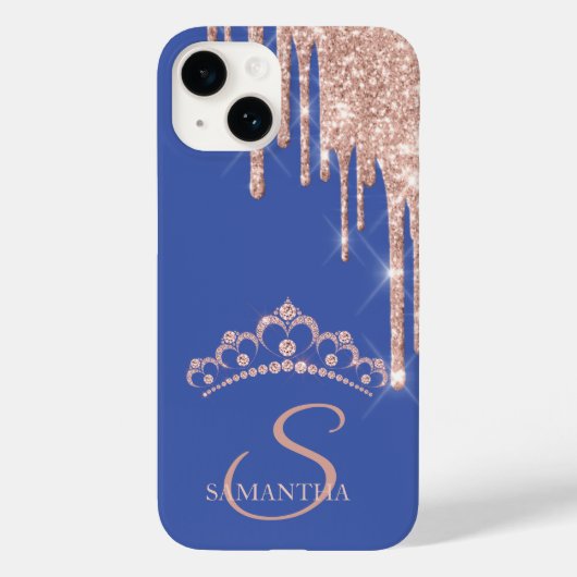 Chic Rose Gold Glitzer Tropfen Diamonds Tiara Case-Mate iPhone Hülle (Rückseite)