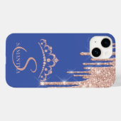 Chic Rose Gold Glitzer Tropfen Diamonds Tiara Case-Mate iPhone Hülle (Rückseite (Horizontal))