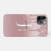 Chic Rose Gold Glitzer Tropfen Monogram Case-Mate iPhone Hülle (Rückseite (Horizontal))