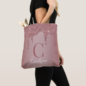Chic Rose Gold Glitzer Tropfen Monogram Tasche (Von Nahem)