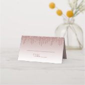 Chic Rose Gold Glitzer Tropfen Party geklappt Platzkarte (Rückseite)