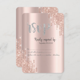 Chic Rose Gold Glitzer Tropfen Silver UAWG Einladung