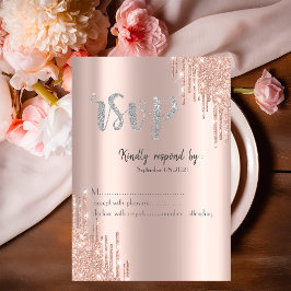 Chic Rose Gold Glitzer Tropfen Silver UAWG Einladung