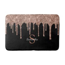 Chic Rose Gold Glitzer Tropfen Sparkle Monogram Na Badematte