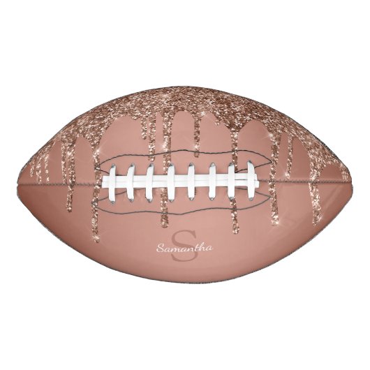Chic Rose Gold Glitzer Tropfen Sparkle Monogram Na Football (Vorderseite)