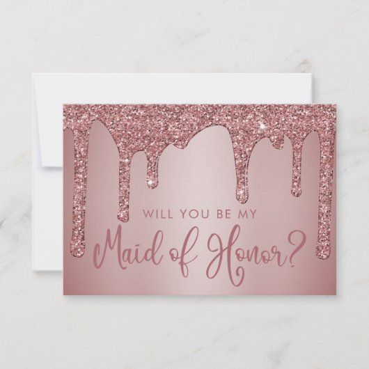 Chic Rose Gold Glitzer Tropfen Trauzeugin Einladung (Vorderseite)