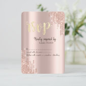 Chic Rose Gold Glitzer Tropfen UAWG Einladung (Stehend Vorderseite)