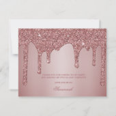 Chic Rose Gold Glitzer Tropfen Vielen Dank Dankeskarte (Rückseite)