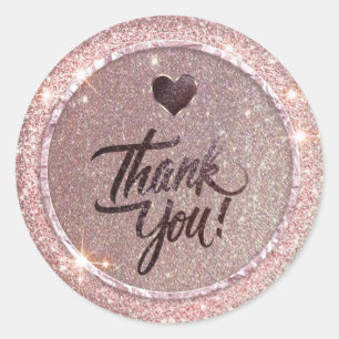 Chic Rose Gold Glitzer vielen Dank Runder Aufkleber