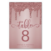 Chic Rose Gold Glitzer Wedding Tischnummer (Vorderseite)