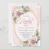 Chic Rose Gold Greenery Bridal Shower Invitation Einladung (Vorderseite)
