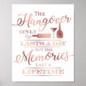 Chic Rose Gold HANGOVER QUOTE Beschriftung Poster (Vorne)