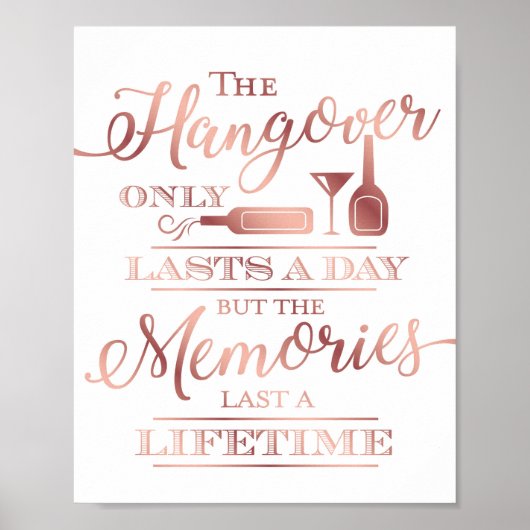 Chic Rose Gold HANGOVER QUOTE Beschriftung Poster (Vorne)