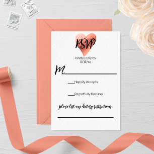 Chic Rose Gold Heart Wedding RSVP Karte