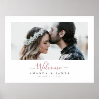 Chic Rose Gold Horizontal Foto Hochzeit Willkommen