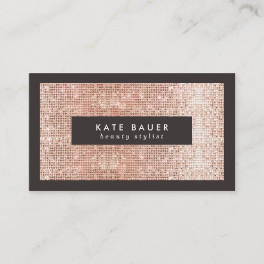 Chic Rose Gold Imitate Sequin Beauty Salon Visitenkarte (Vorderseite)