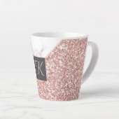 Chic Rose Gold Imitats Glitzer und Marmormonogramm Milchtasse (Rechte Ecke)