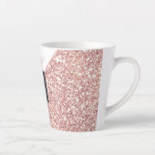 Chic Rose Gold Imitats Glitzer und Marmormonogramm Milchtasse (Rechts)