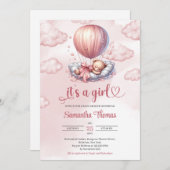 Chic Rose Gold ist ein Mädchen, das einen Teddybär Einladung (Vorne/Hinten)