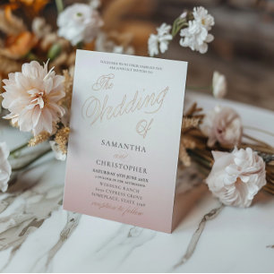 Chic Rose Gold Kalligrafie Das Hochzeitsstipendium Folieneinladung