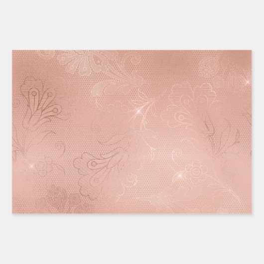 Chic Rose Gold Lace Wedding Geschenkpapier Set (Vorderseite)