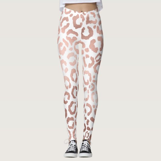 Chic Rose Gold Leopard Cheetah Animal Print Leggings (Vorderseite)