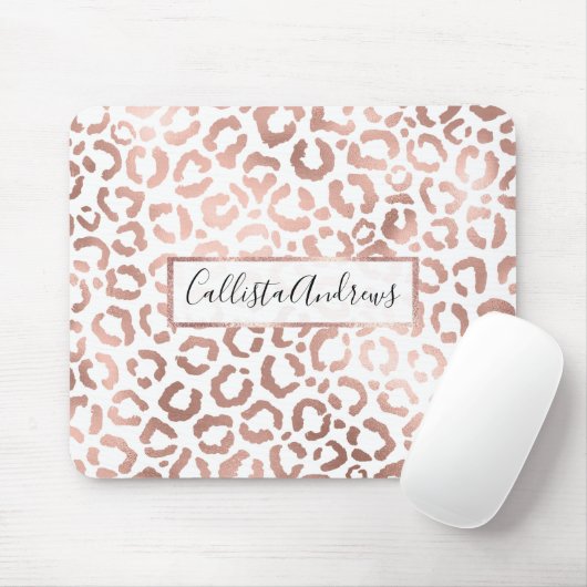 Chic Rose Gold Leopard Cheetah Animal Print Mousepad (Mit Mouse)