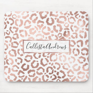 Chic Rose Gold Leopard Cheetah Animal Print Mousepad