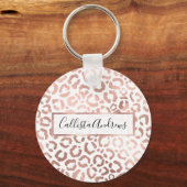 Chic Rose Gold Leopard Cheetah Animal Print Schlüsselanhänger (Vorderseite)