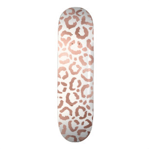 Chic Rose Gold Leopard Cheetah Animal Print Skateboard