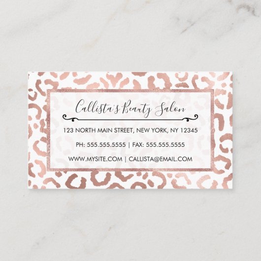 Chic Rose Gold Leopard Cheetah Animal Print Terminkarte (Rückseite)