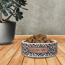 Chic Rose Gold Leopard Muster Personalisiert Pet Napf