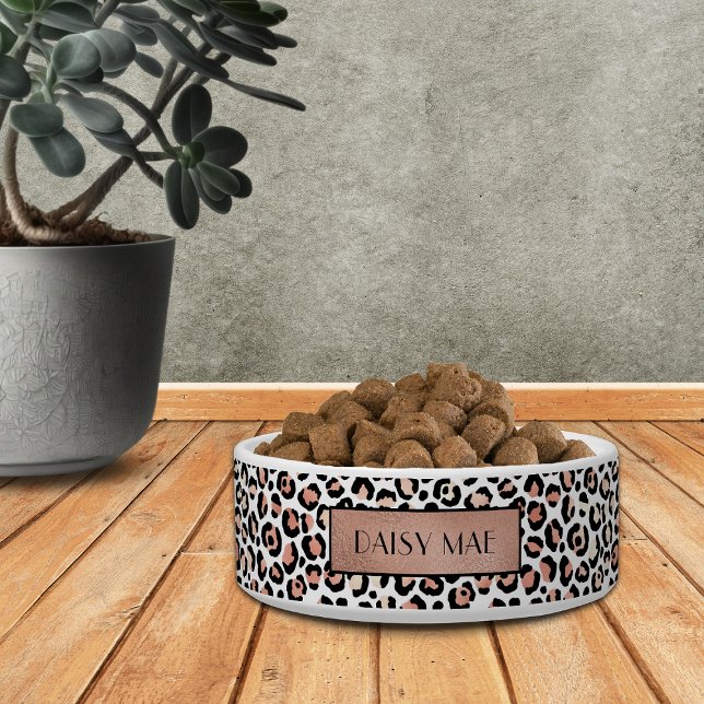 Chic Rose Gold Leopard Muster Personalisiert Pet Napf (Von Creator hochgeladen)