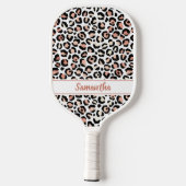 Chic Rose Gold Leopard Personalisiert Pickleball Schläger (Rückseite)