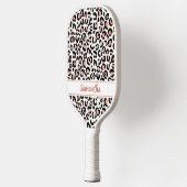 Chic Rose Gold Leopard Personalisiert Pickleball Schläger (Links)