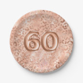 Chic Rose Gold Leopard Print 60. Geburtstag Pappteller (Vorderseite)