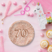 Chic Rose Gold Leopard Print 70. Geburtstag Pappteller (Party)
