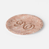Chic Rose Gold Leopard Print 90. Geburtstag Pappteller (Schrägansicht)