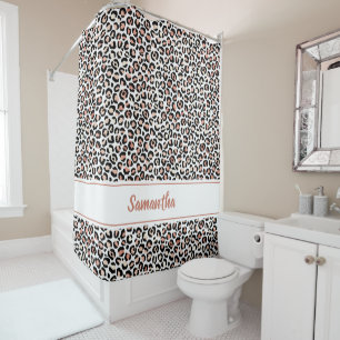 Chic Rose Gold Leopard Print Personalisiert Duschvorhang