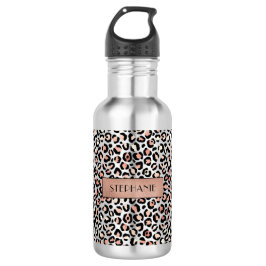 Chic Rose Gold Leopard Print Personalisiert Edelstahlflasche